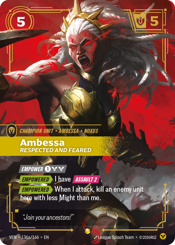 Ambessa - Respected and Feared - VEN-136A - Showcase (Riftbound: Vendetta) - Foil
