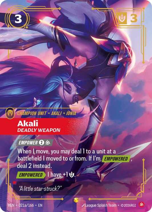 Akali - Deadly Weapon - VEN-021A - Showcase (Riftbound: Vendetta) - Foil