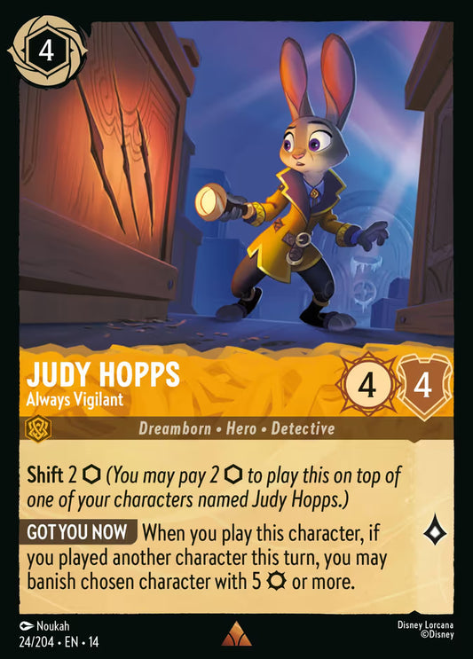 Judy Hopps - Always Vigilant - 24/204 - Rare (Hyperia City)