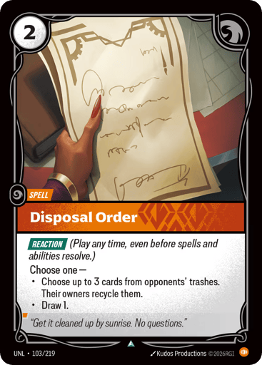 Disposal Order - UNL-103