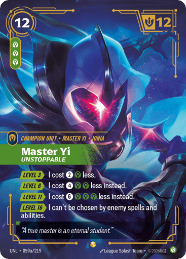 Master Yi - Unstoppable - UNL-59A Alternate Art